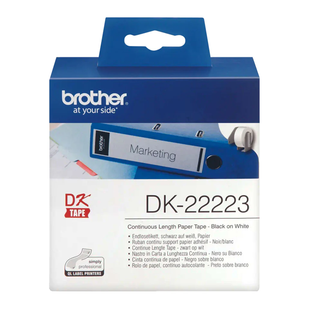 Brother DK-22223 original continuous label roll - black on white, 50mm wide - Image 2