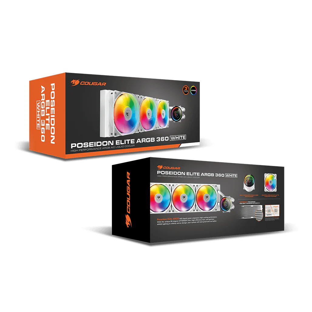 Cougar Poseidon Elite - ARGB AIO Liquid Cooler – High Performance CPU Cooling with Brilliant ARGB Lighting and Efficient Cooling Technology - Image 4
