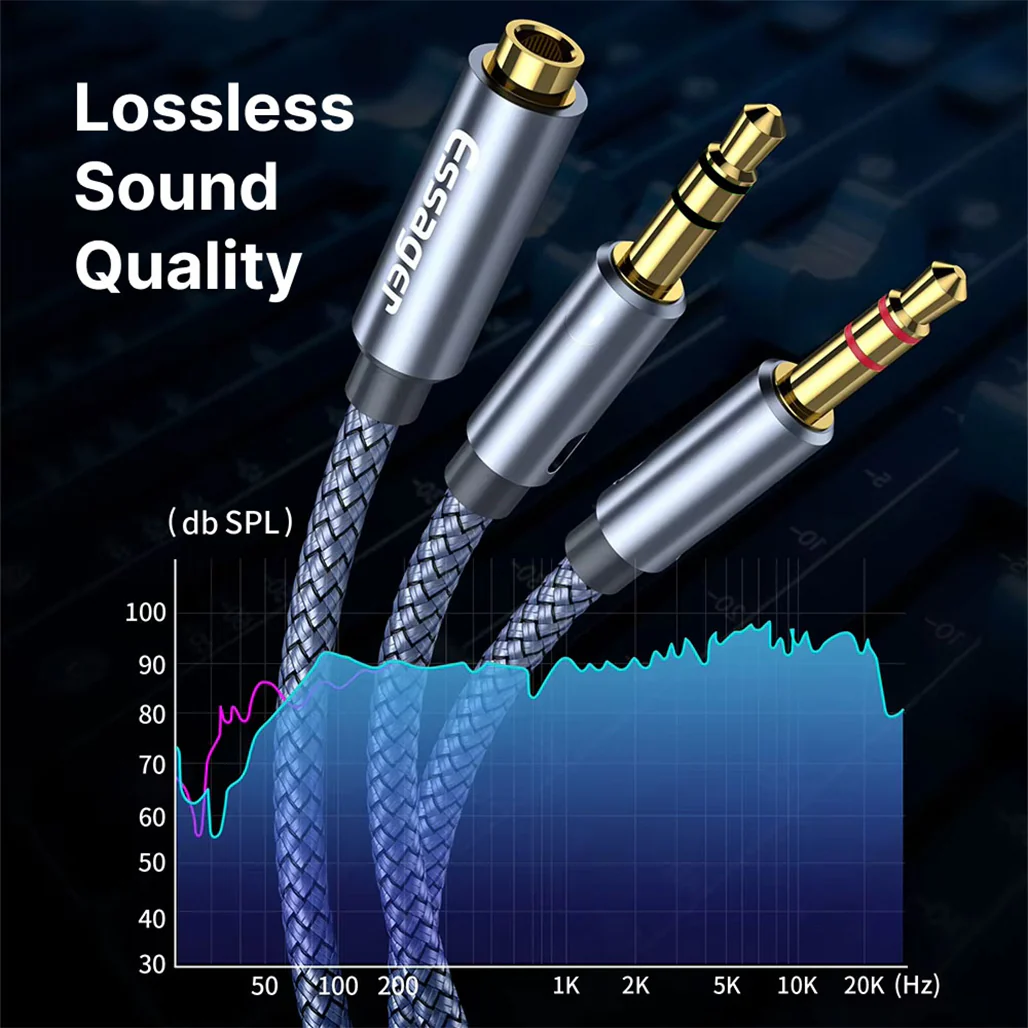 ESSAGER Splitter Audio Jack 3.5mm Female to Dual Male Headphone & Microphone Adapter – EYPS35-TLB0G - Image 4