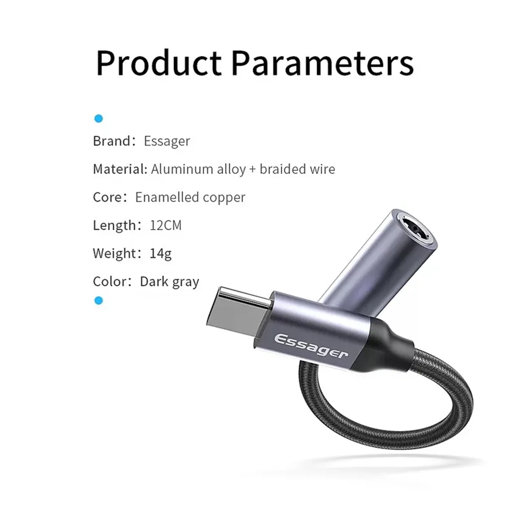 Essager USB Type-C to 3.5mm Jack Aux Audio Headphone Adapter - Image 3