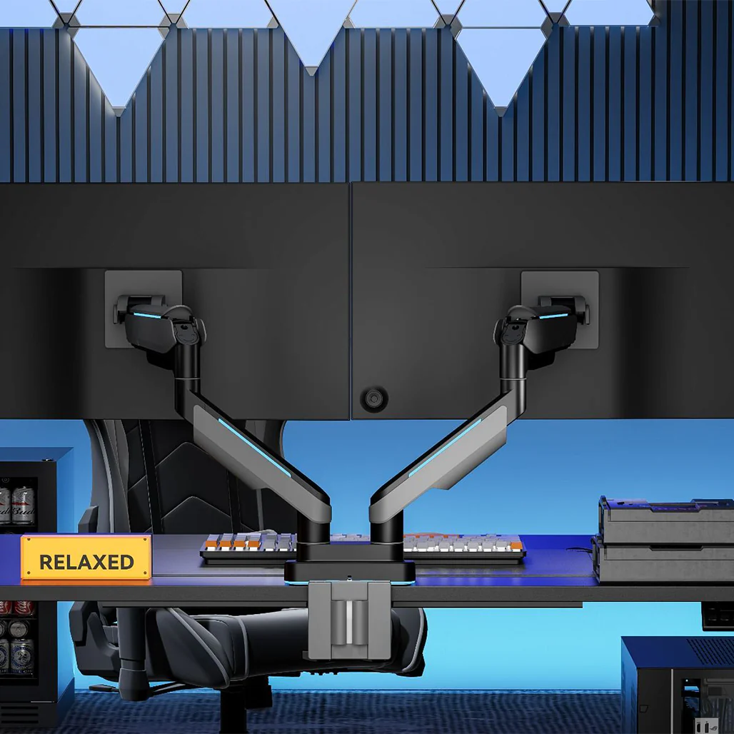 GamerTek Pivot Dual RGB Monitor Arm – Black - Image 7
