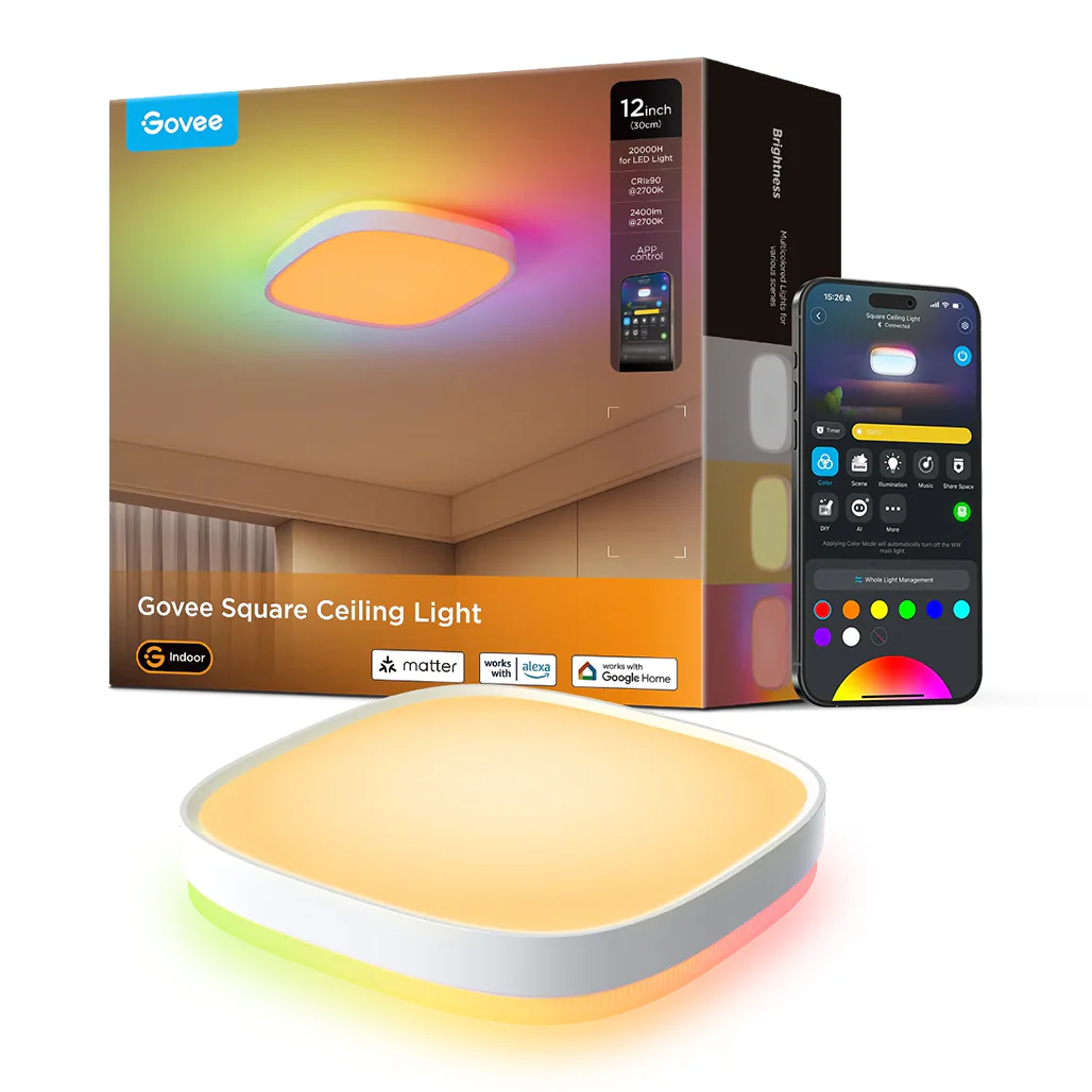 Govee 30cm RGBWW + RGBIC Smart Square Ceiling Light [Energy Class F]
