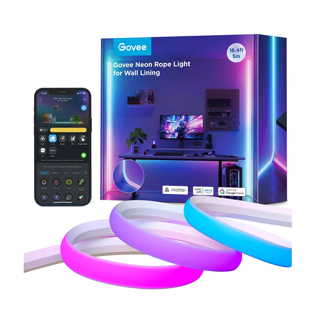 Govee Neon Rope Lights for Wall Lining – 5m | Smart LED Ambient Lighting