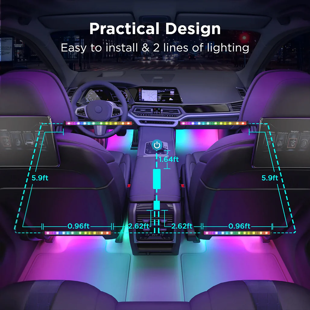Govee RGBIC LED Interior Car Lights – Smart App-Controlled Ambient Lighting with Music Sync - Image 5