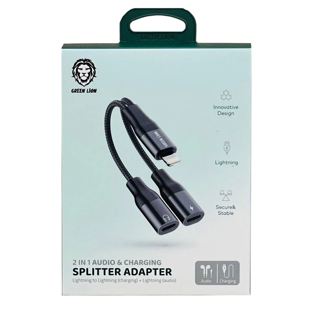 Green Lion 2-in-1 Audio & Charge Lightning Adapter - Male Lightning to Female Lightning