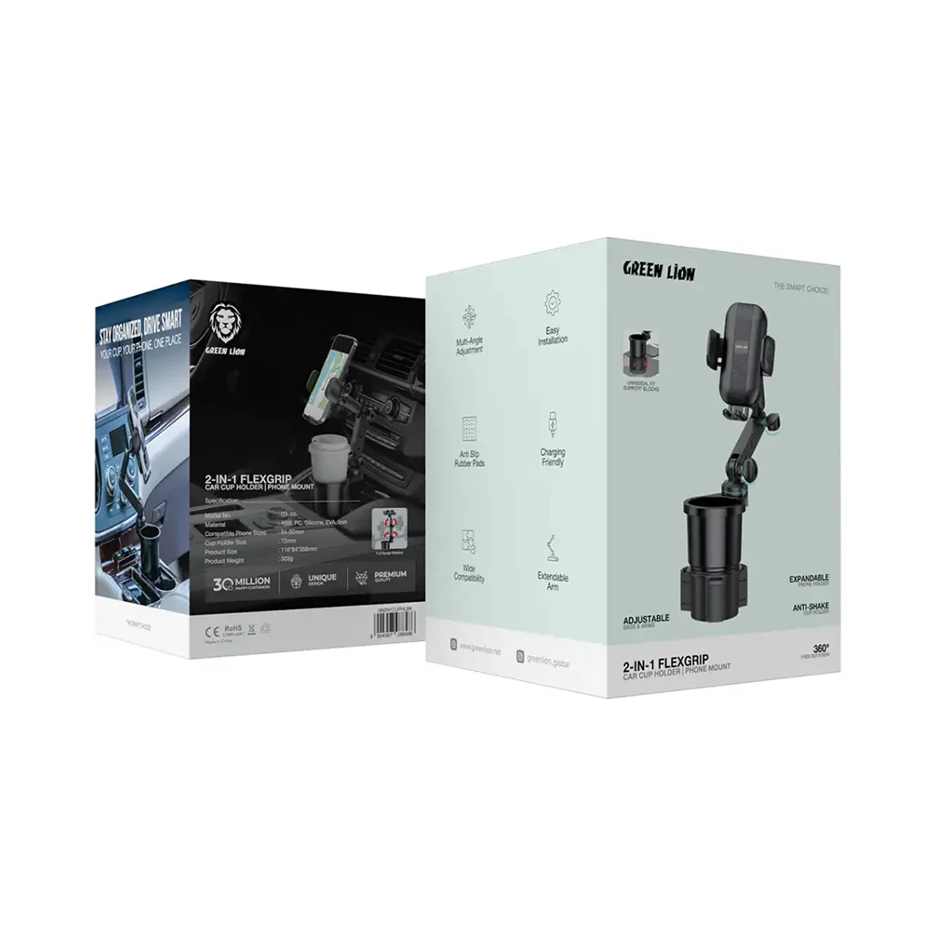 Green Lion 2-In-1 FlexGrip Car Cup Holder & Phone Mount - Image 4