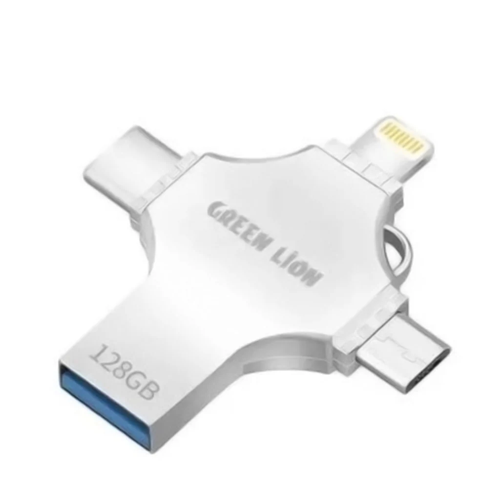 Green Lion 4-in-1 USB Flash Drive 128GB - Silver | GN4IN1USB128SL - Image 2