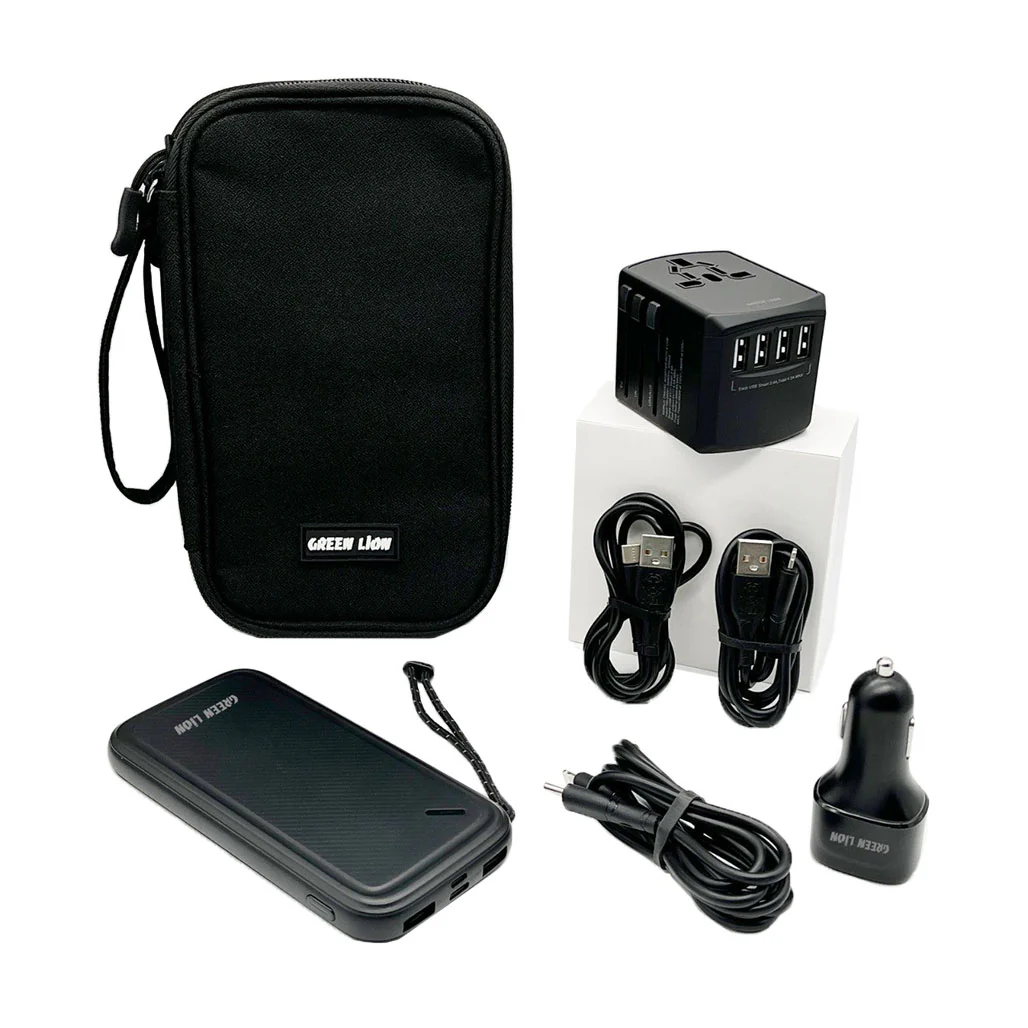 Green Lion 6-in-1 Universal Travel Bag - Black | GN6IN1UBAGBK | All-in-One Charging Solution - Image 2