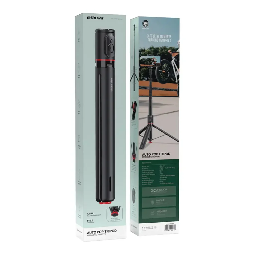 Green Lion Auto Pop Tripod with Magnetic Bluetooth Remote - Image 2