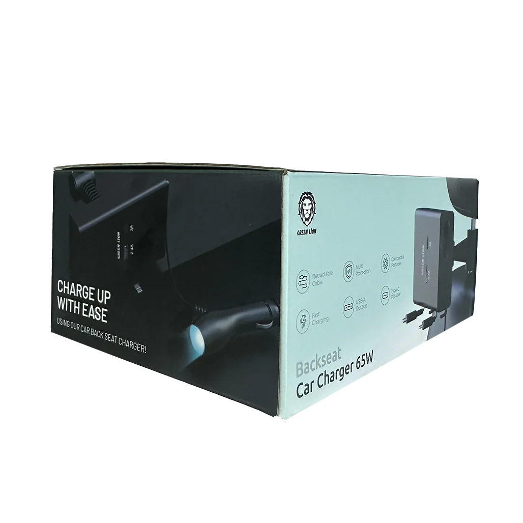 Green Lion Backseat Car Charger 65W - GN65BCKCHRBK - Image 2
