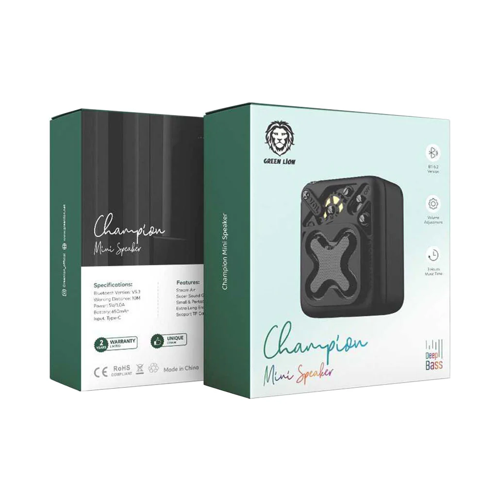 Green Lion Champion Mini Speaker - Black - GNCHAMPSPBK - Image 3