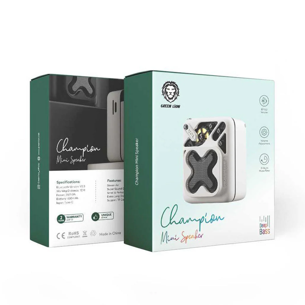 Green Lion Champion Mini Speaker - White - GNCHAMPSPWH - Image 3