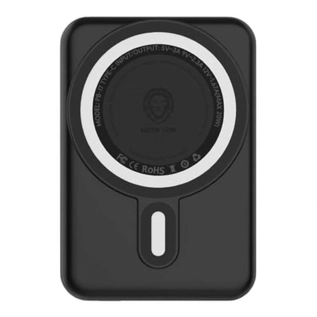 Green Lion Compact MagSafe Power Bank - 10000mAh with 15W Wireless Charging, 20W PD, and Kick Stand