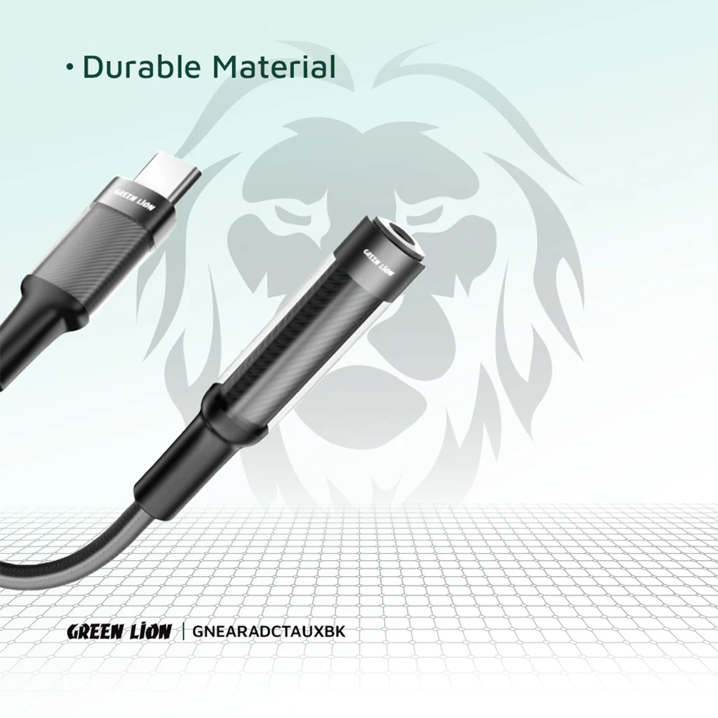 Green Lion Earphone Adapter USB-C to 3.5 Aux 12CM - Black - Image 4