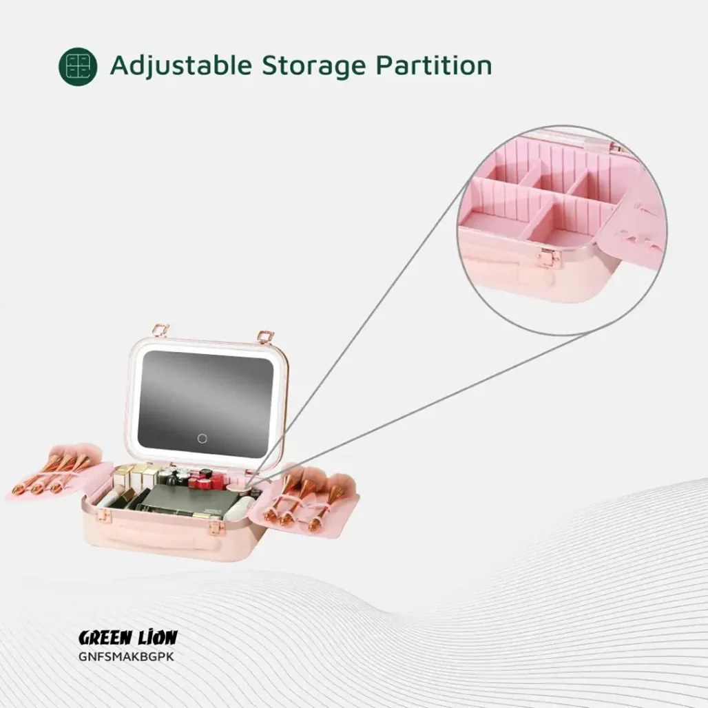 Green Lion Fest Makeup Bag – Portable LED Cosmetic Storage with Touch Control - Image 8