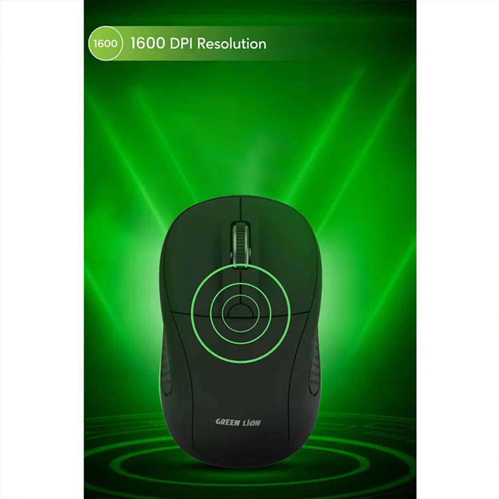 Green Lion G200 Wireless Mouse – Ergonomic Lightweight Mouse with Adjustable DPI (800/1200/1600), 2.4GHz Connection, 10m Range – Black - Image 4