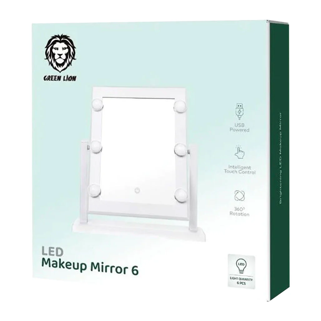 Green Lion GNBR6LEDMIRWH Brightening 6 Led Makeup Mirror - White - Image 2