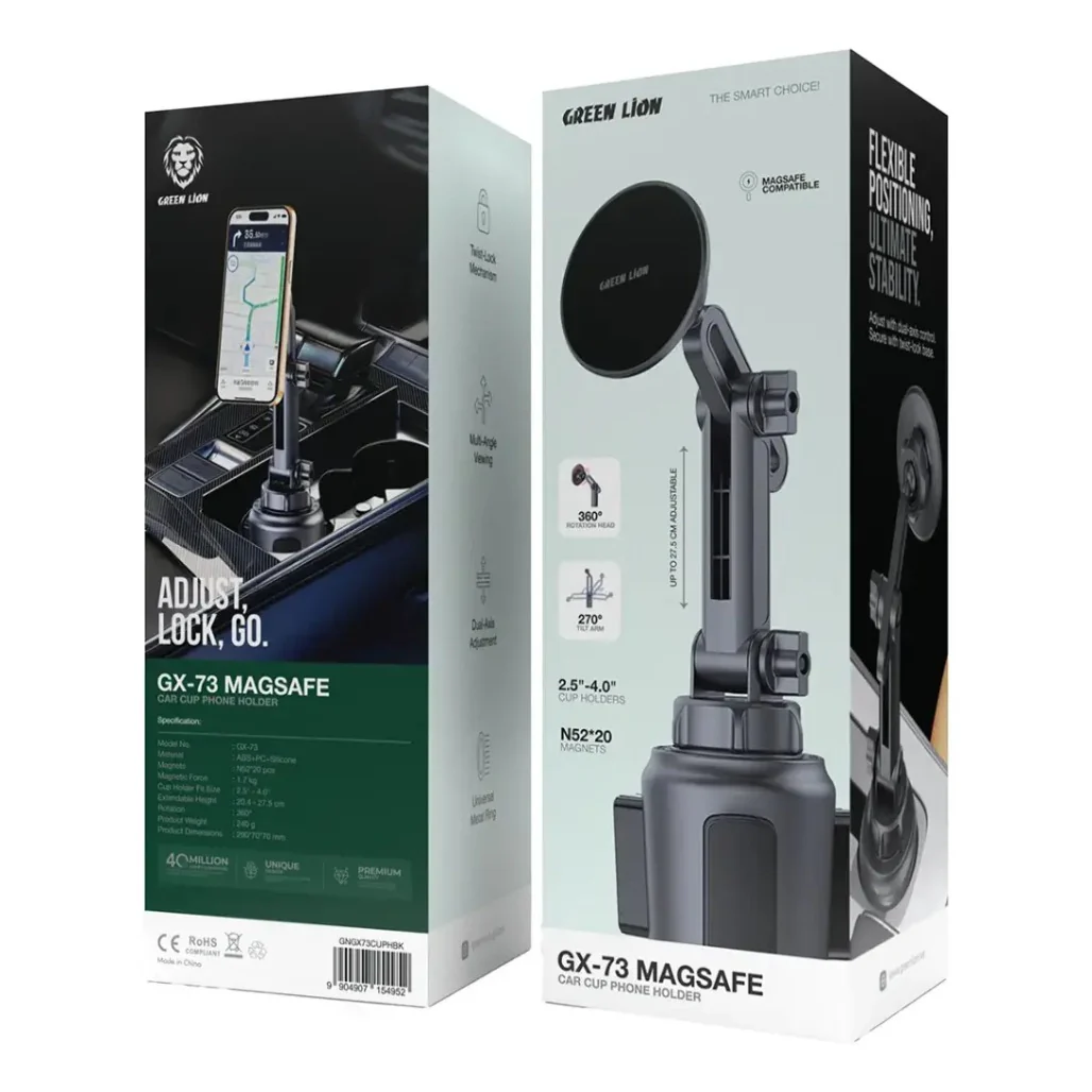 Green Lion GX-73 MagSafe Car Cup Phone Holder - Black - Image 4