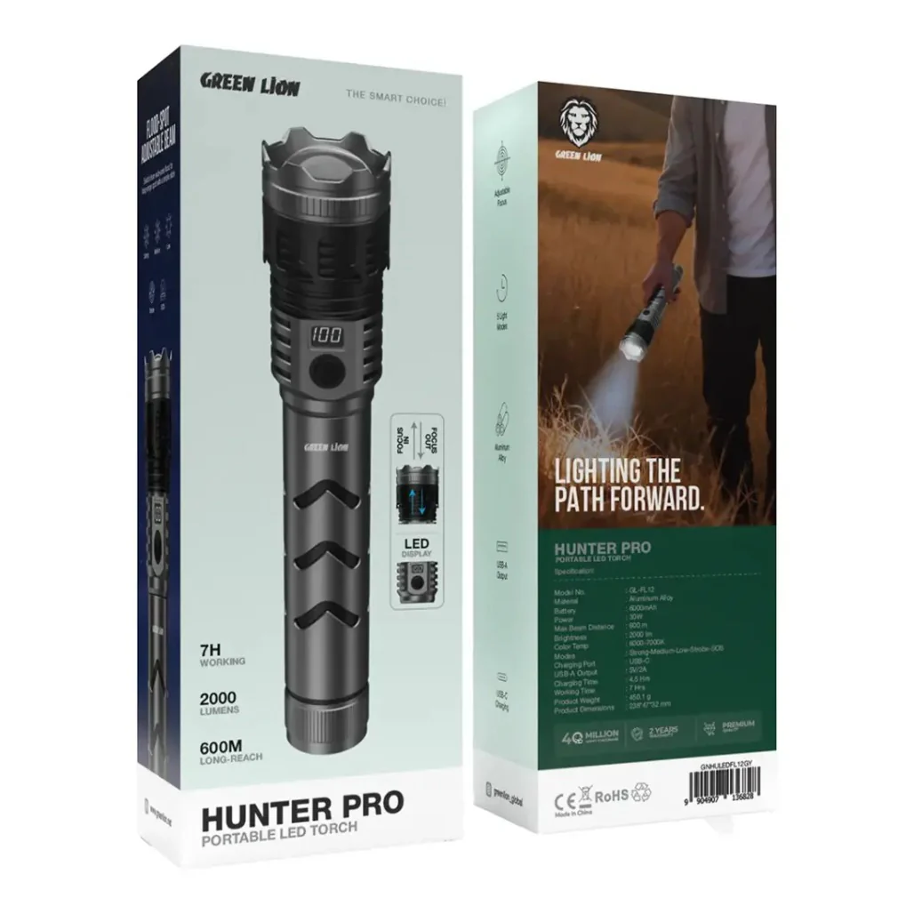Green Lion Hunter Pro Portable Torch - Grey - Image 4