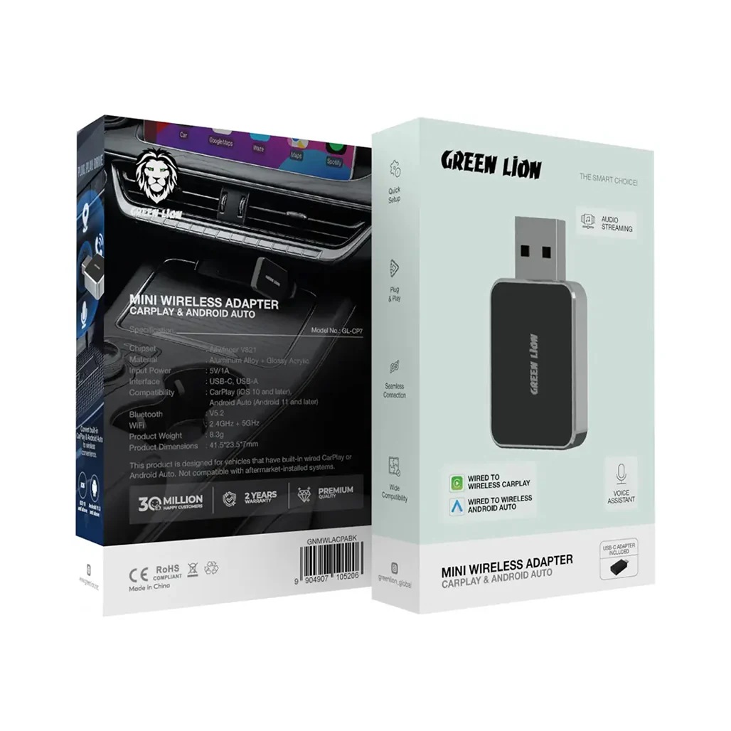 Green Lion Mini Wireless Adapter CarPlay & Android Auto - Black - Image 2