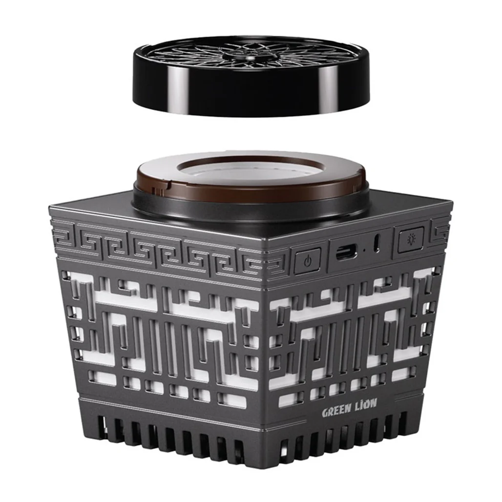 Green Lion Moon Bakhour Quran Speaker – Black | Spiritual and Aromatherapy Speaker with Azan Time Setting & Bluetooth 5.1