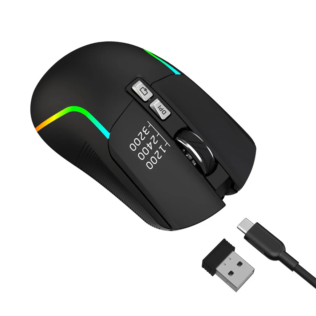 Green Lion Rechargeable Gaming Mouse - Black - Image 2