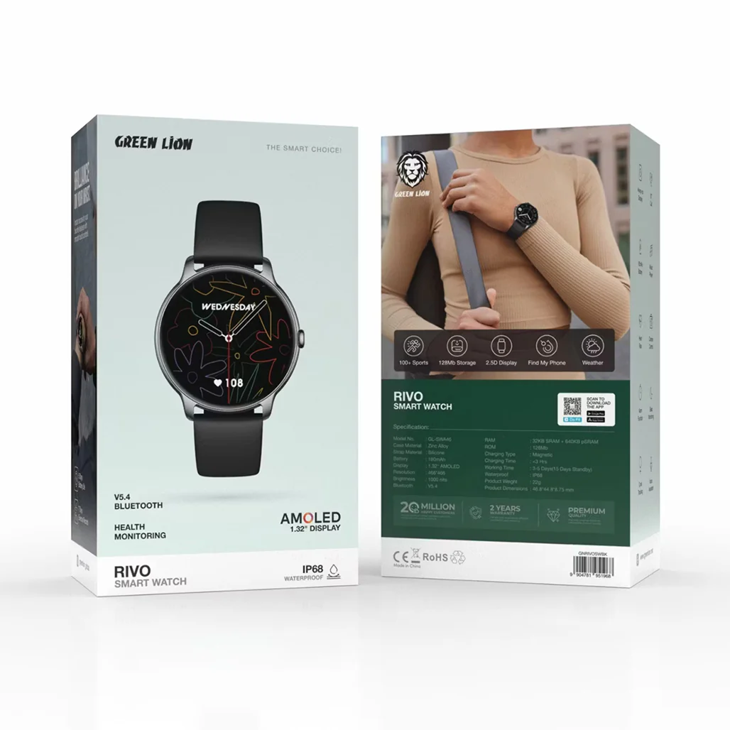 Green Lion Rivo Smart Watch – GNRIVOSWBK – Black - Image 4