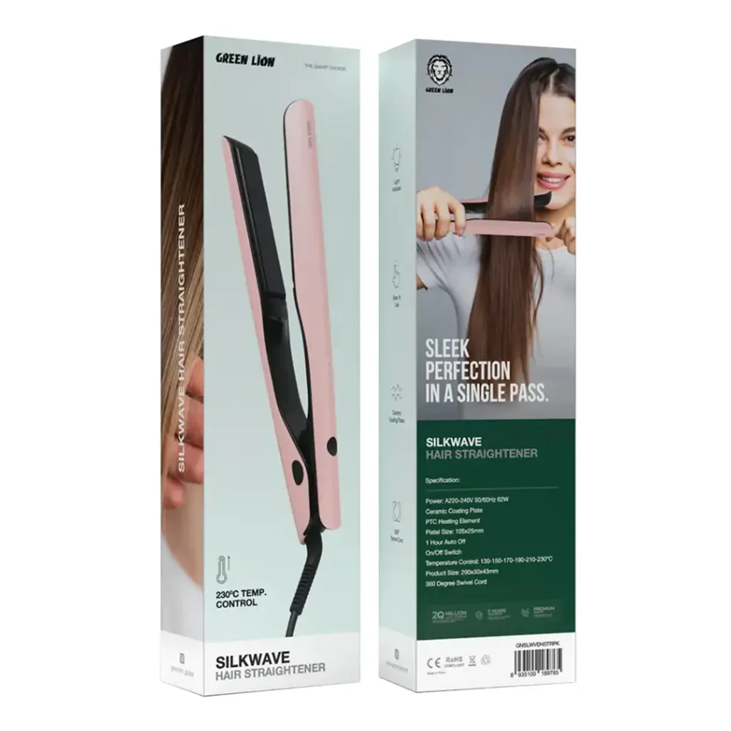 Green Lion Silkwave Ceramic Hair Straightener – Pink | 230°C High-Performance Flat Iron for Smooth, Frizz-Free Styling - Image 2