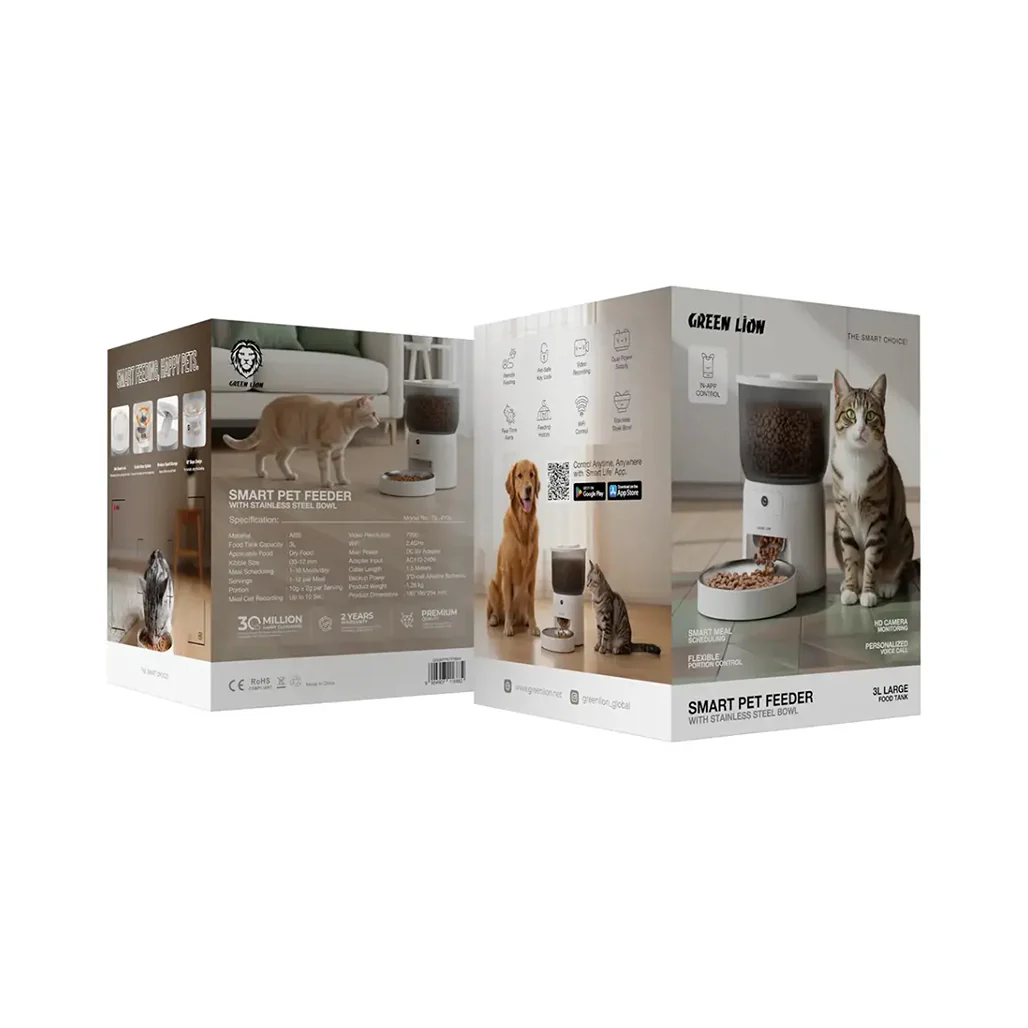Green Lion Smart Pet Feeder with Stainless Steel Bowl - white - Image 3