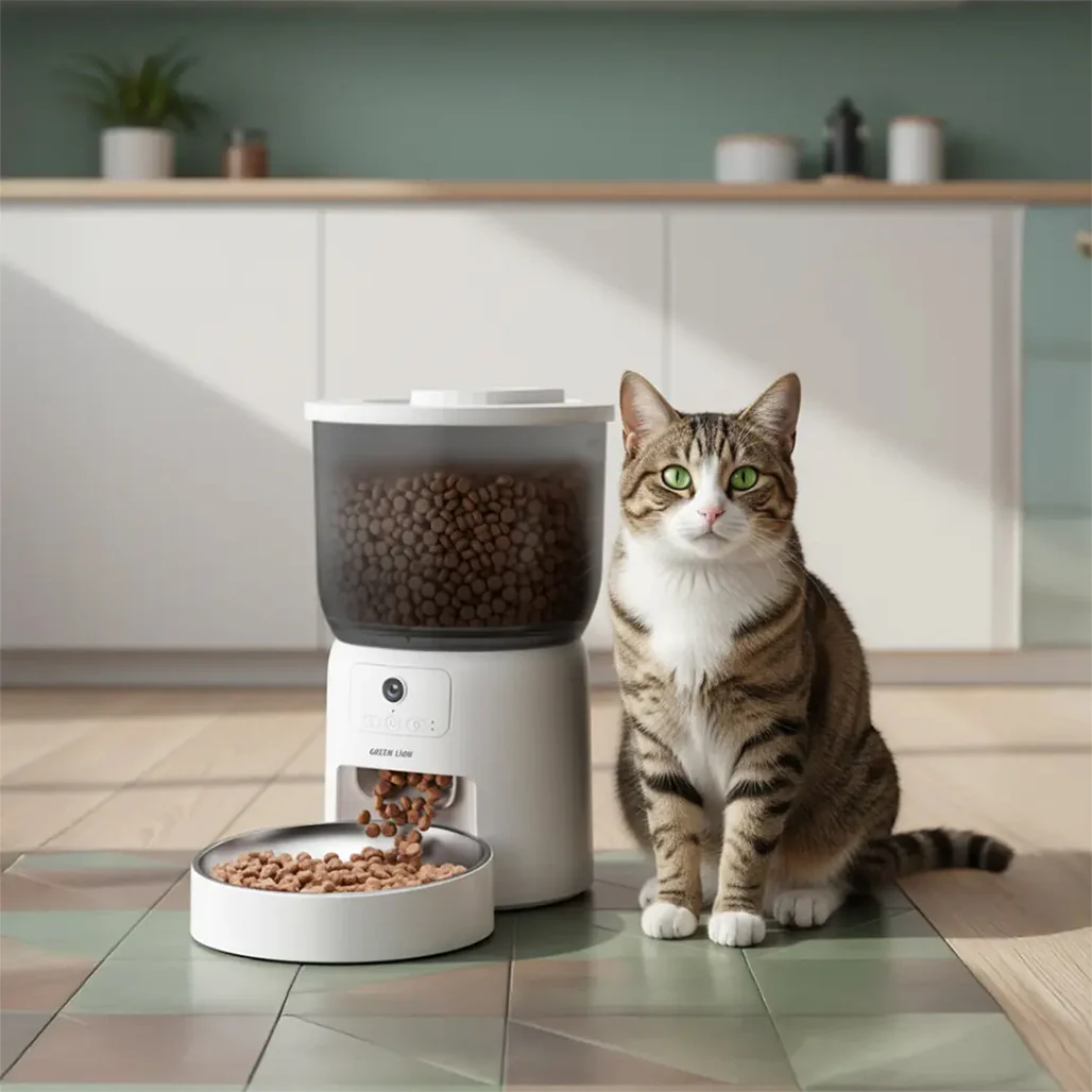 Green Lion Smart Pet Feeder with Stainless Steel Bowl - white - Image 4