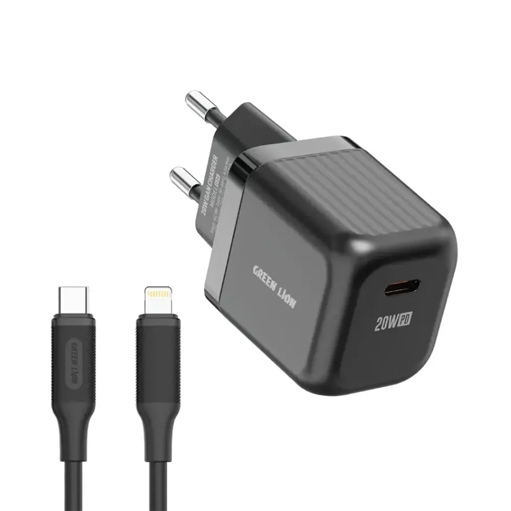Green Lion Ultra Compact GaN Wall Charger - 20W USB-C EU Plug with Cable - Image 2