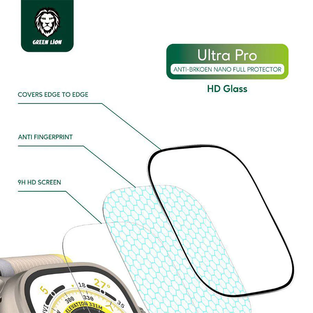 Green Lion Ultra Pro HD Glass Full Protection For Apple Watch 49mm - Image 2