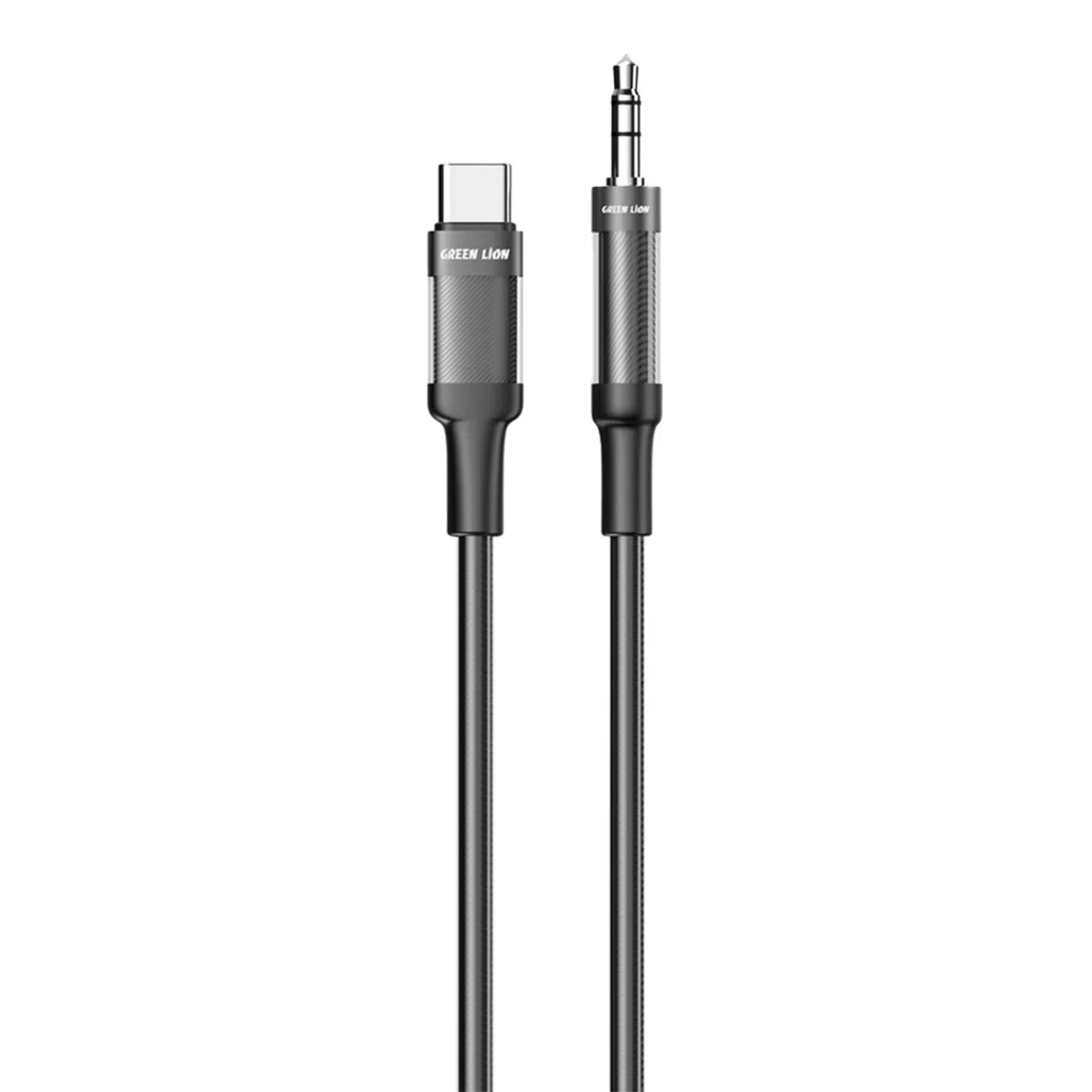 Green Lion USB-C to AUX Braided Cable 1M - Black | Durable & Clear Sound Quality