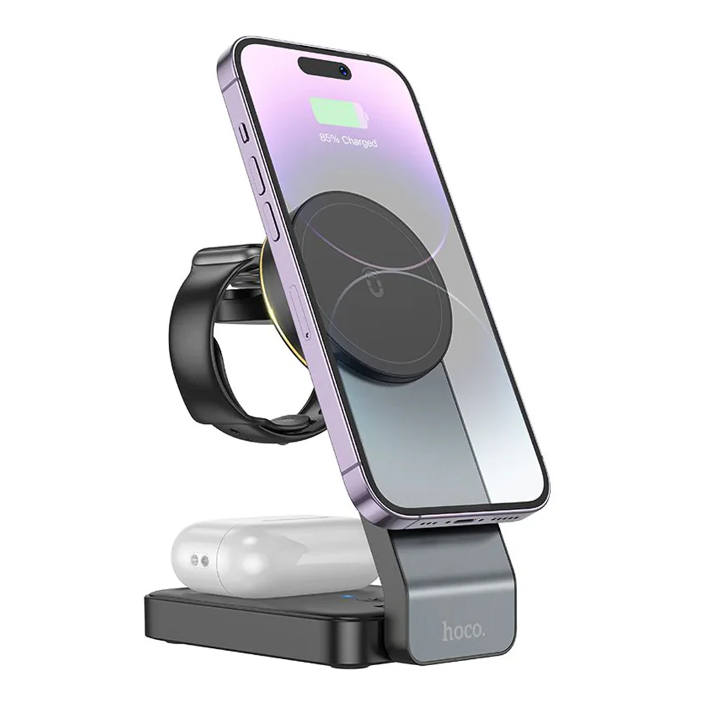 Hoco CQ3 15W Motorcycle Folding 3in1 Magnetic Fast Wireless Charger for Apple - Image 2