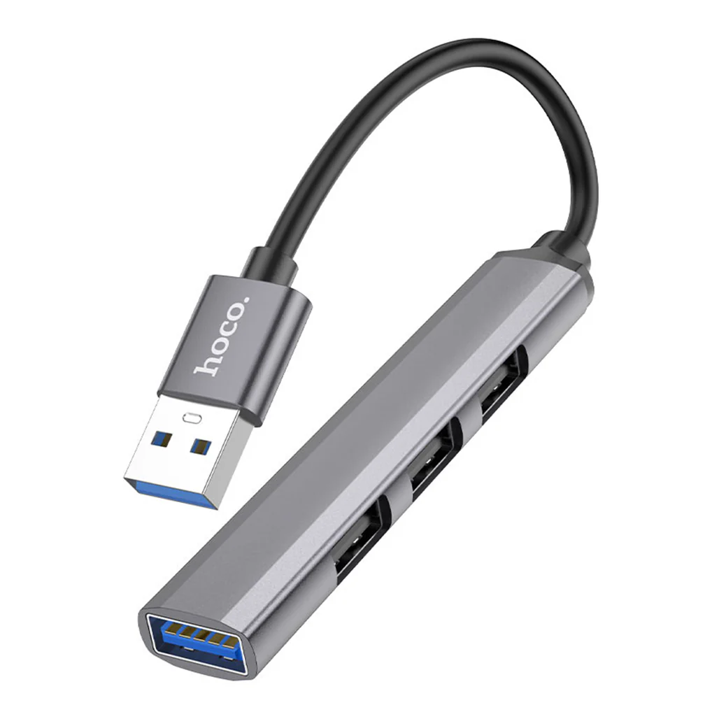 Hoco HB26 4-in-1 USB Hub – Aluminum Alloy, USB 3.0 & USB 2.0 Ports, - Image 2