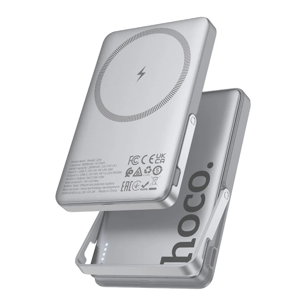Hoco Q36 Sunlight 5000mAh Magnetic Wireless Power Bank – 20W PD Fast Charging with Foldable Stand