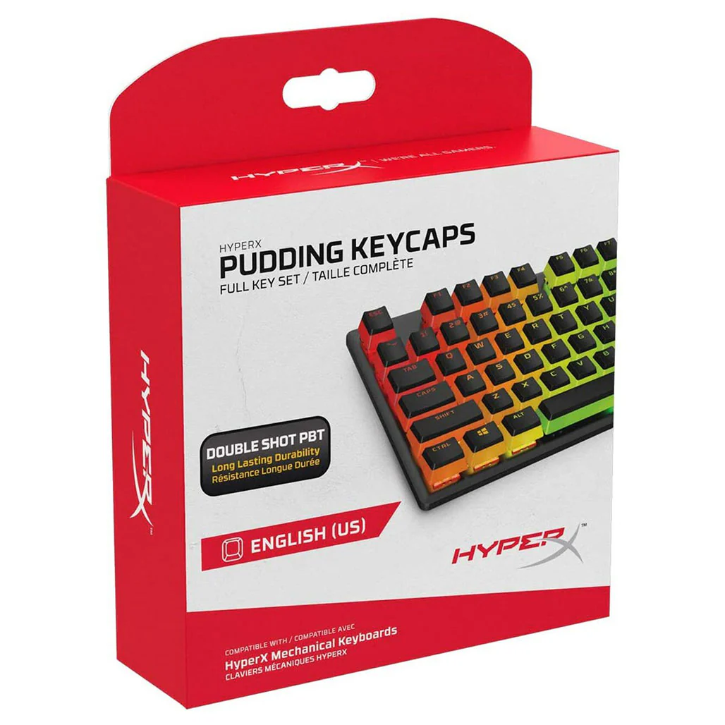 HyperX Pudding Keycaps Full Key Set - Black | Translucent Dual-Layer PBT Keycaps for Enhanced RGB Lighting