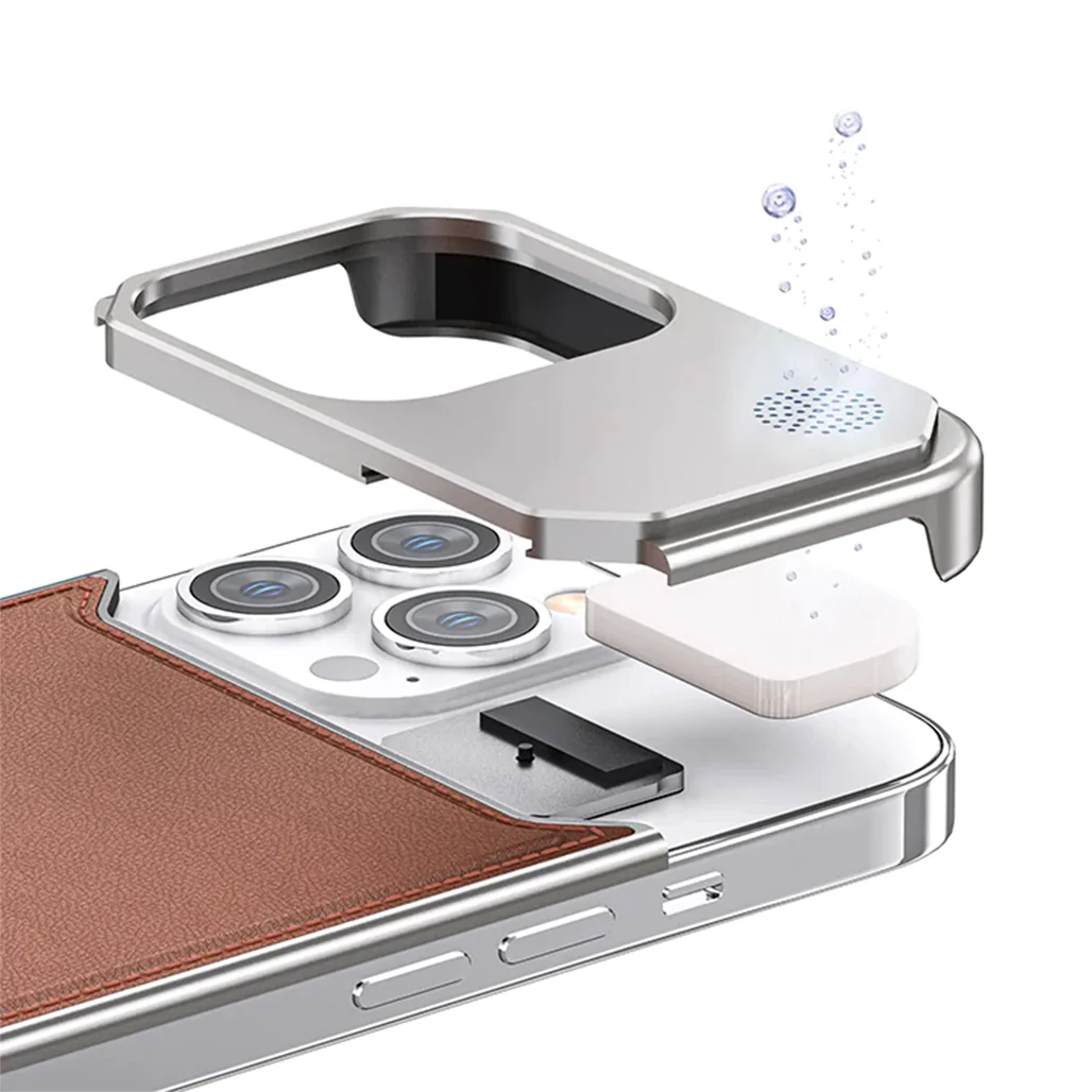 iPhone 15 Pro Max Aero Flex Premium Metallic Leather Case - Brown - Image 2
