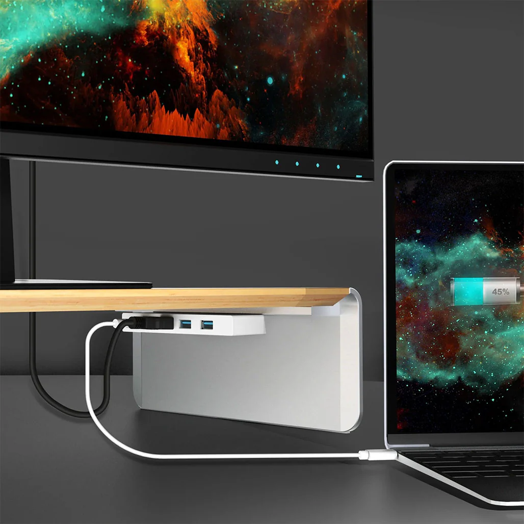 J5Create JCT425 Wood Monitor Stand with USB-C Docking Station – Eco-Friendly Desk Organizer with 4K HDMI and Power Delivery - Image 6