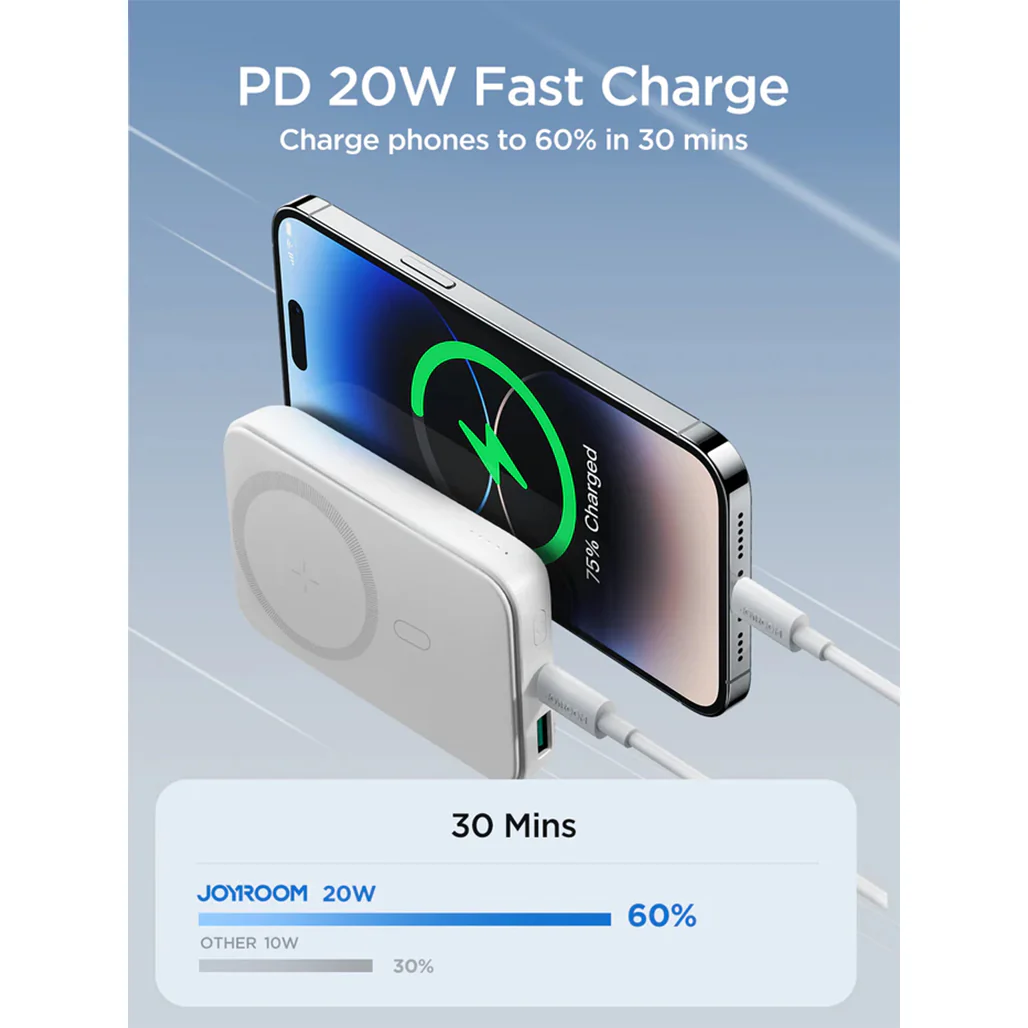 Joyroom JR-W020 - 10000mAh Wireless Magnetic Power Bank with 20W Fast Charging - Image 8