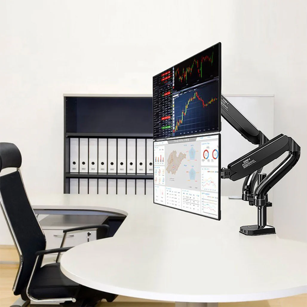 Kaloc DS902 Adjustable Dual Monitor Arm with Internal Gas Spring – Supports 17" to 32" Screens, Easy Adjustment for Comfort and Organization - Image 6