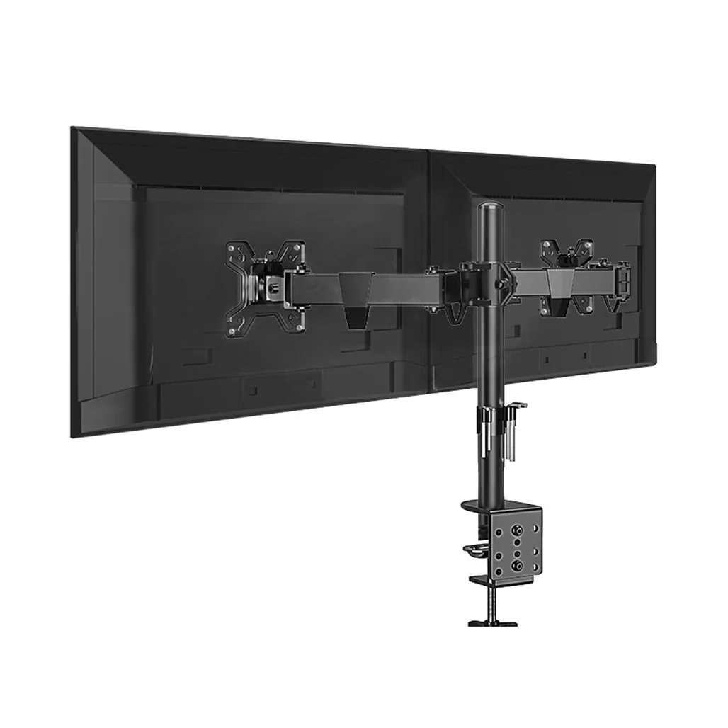 KALOC DW220J Adjustable Horizontal Dual Monitor Arm for 17" to 27" Screens - Tiling Angle Adjustment, Cable Management, and 360° Rotation - Image 2