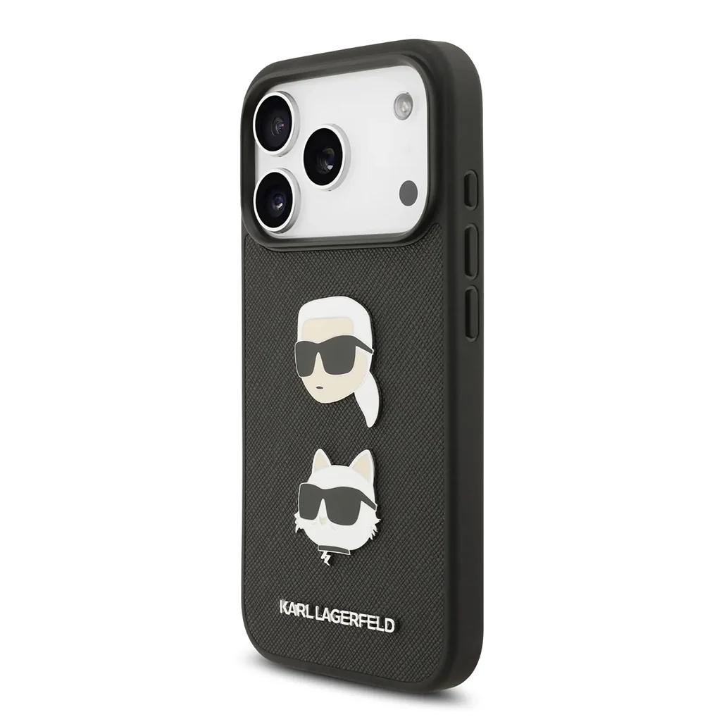 Karl Lagerfeld Full Wrapped Saffiano Leather Case with Karl & Choupette Head Pins for iPhone 17 Pro Max - Image 2