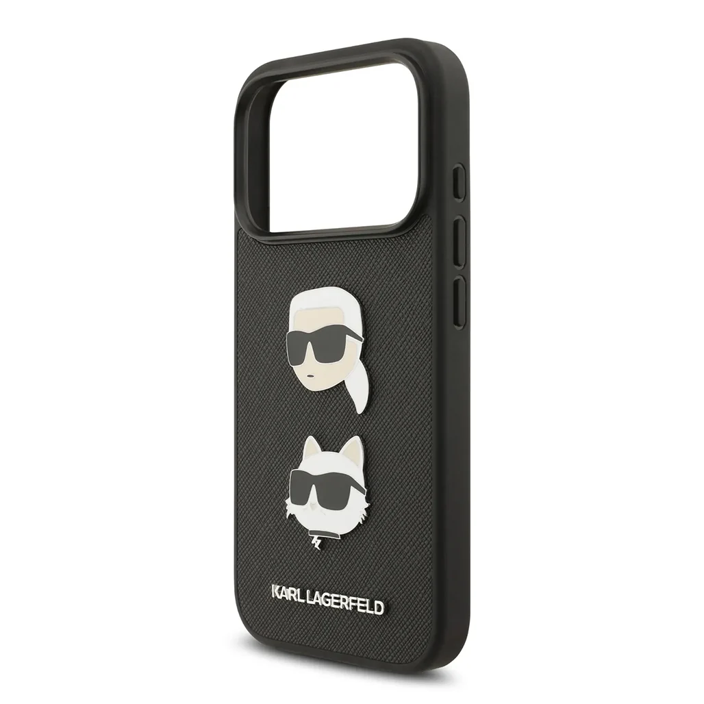Karl Lagerfeld Full Wrapped Saffiano Leather Case with Karl & Choupette Head Pins for iPhone 17 Pro Max - Image 4