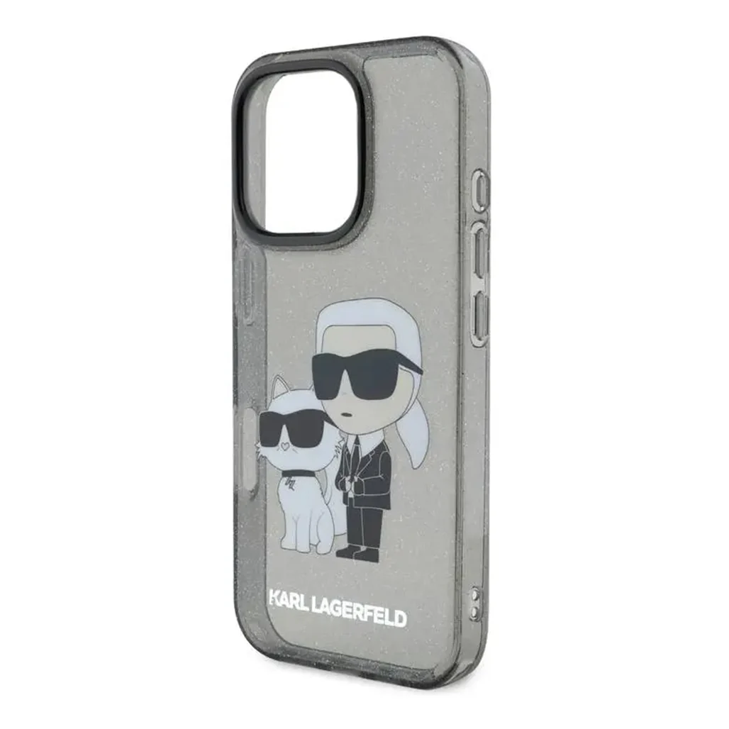 Karl Lagerfeld IML Glitter Hard Case with NFT Karl & Choupette Logo for iPhone 16 Pro - Slim and Protective - Image 3