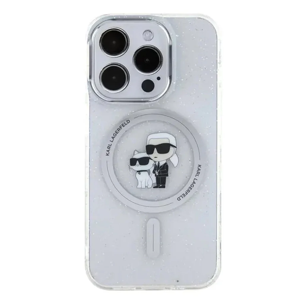 Karl Lagerfeld MagSafe IML Glitter Hard Case with Karl & Choupette Logo for iPhone 16 Pro Max – Fashionable Protection with MagSafe Compatibility