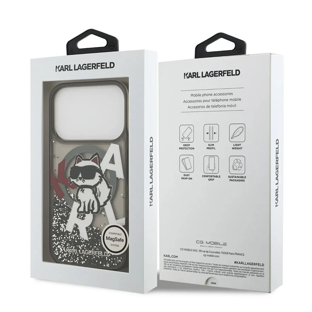 Karl Lagerfeld MagSafe Liquid Glitter Case with Scattered Choupette Logo for iPhone 17 Pro Max - Image 12