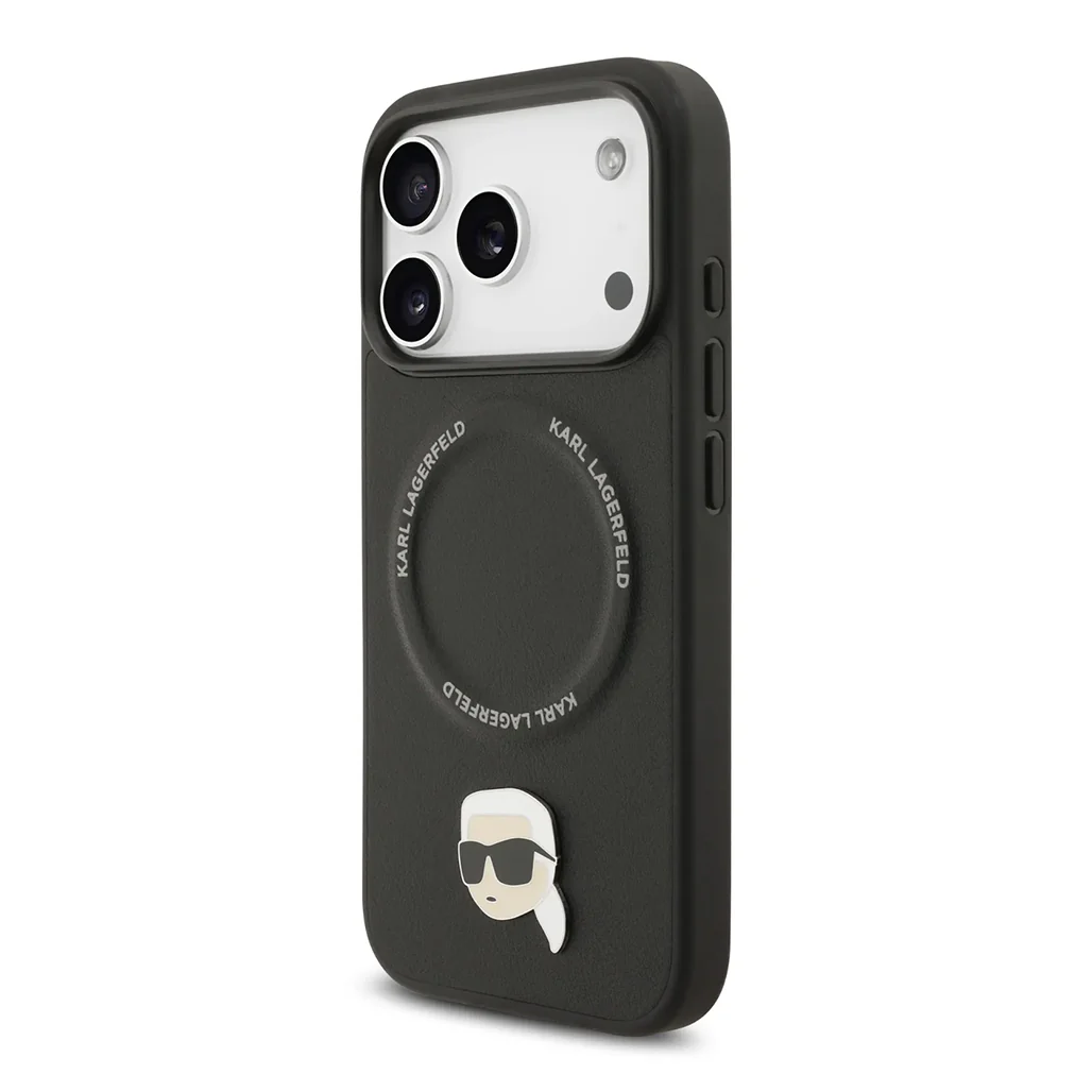 Karl Lagerfeld PU Leather Case with Karl Head Pins for iPhone 17 Pro Max - Image 3