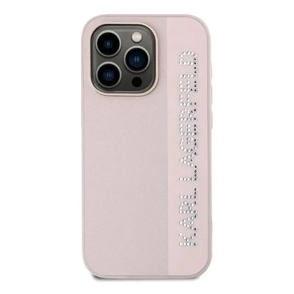 Karl Lagerfeld Saffiano Leather Hard Case for iPhone 16 Pro - Premium Protection with Iconic Elongated Logo Design
