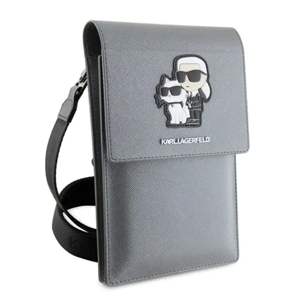 Karl Lagerfeld Saffiano Karl&Choupette Universal Phone Pouch with Strap – Designer Bag with Card Slots for Everyday Use - Image 7